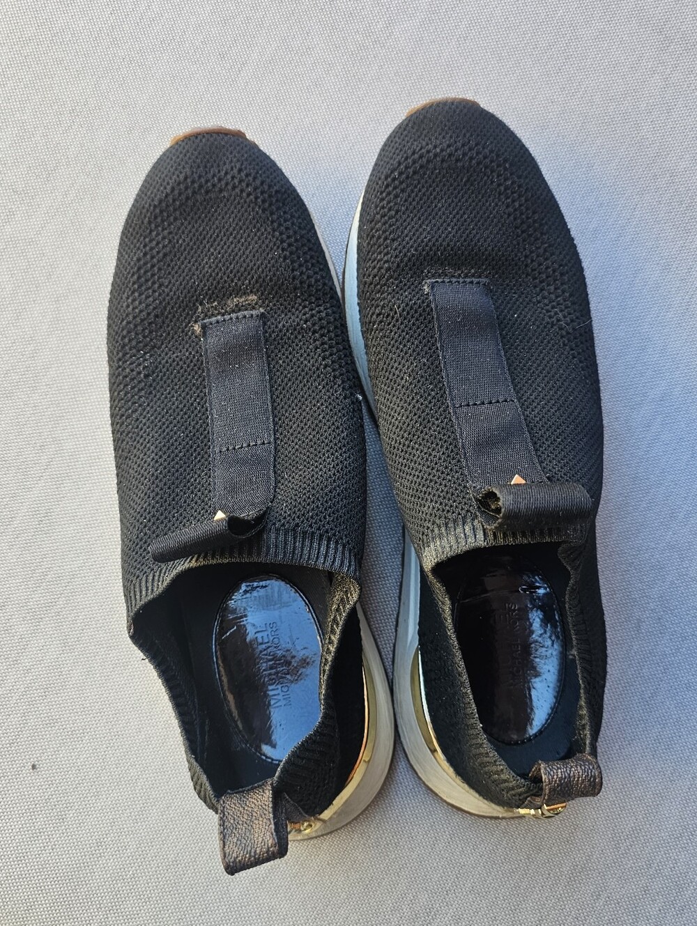 Michael Kors Bodie Slip On Sneakers Black Gold Studded Women’s Approx 8.5